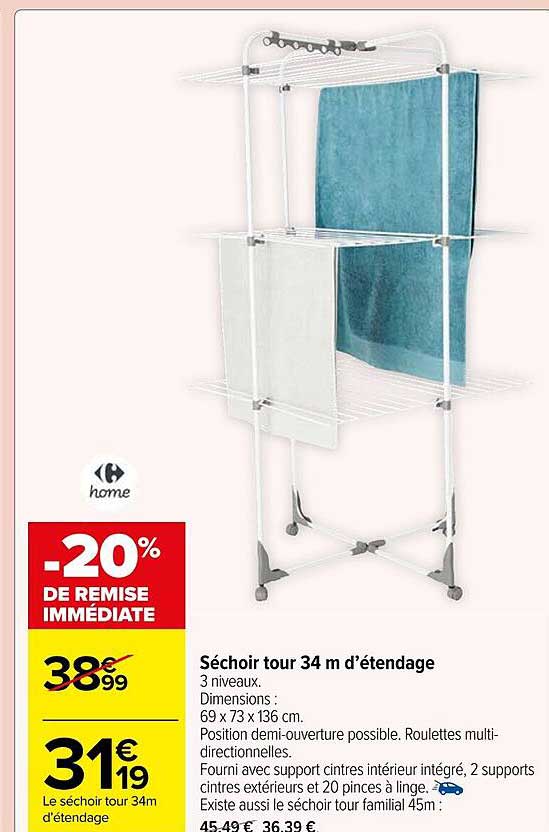 séchoir tour 34 m d'étendage