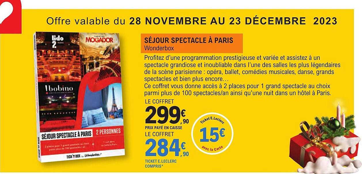 séjour spectacle à paris - wonderbox