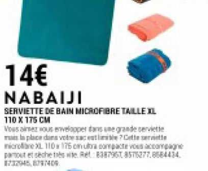 Serviette De Bain Microfibre Taille Xl 110 X 175 Cm Nabaiji