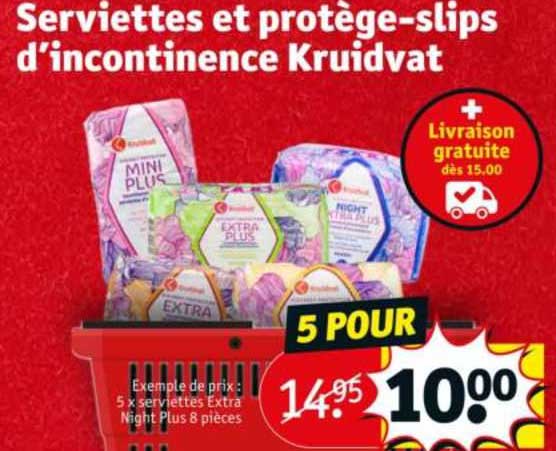 serviettes et protège-slips d'incontinence kruidvat
