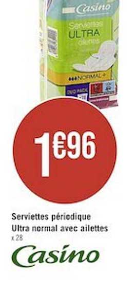 serviettes périodiques ultra normal avec ailettes