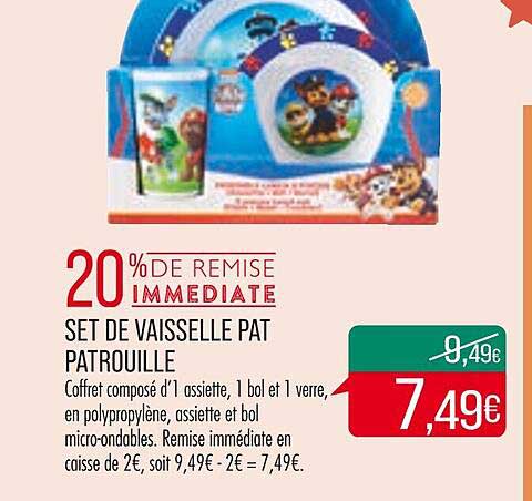 set de vaisselle pat patrouille