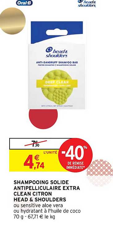 Shampooing Solide Antipelliculaire Extra Clean Citron Head & Shoulders