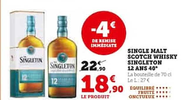 single malt scotch whisky singleton 12 ans 40°