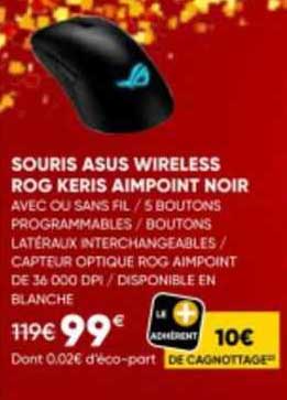 souris asus wireless rog keris aimpoint noir