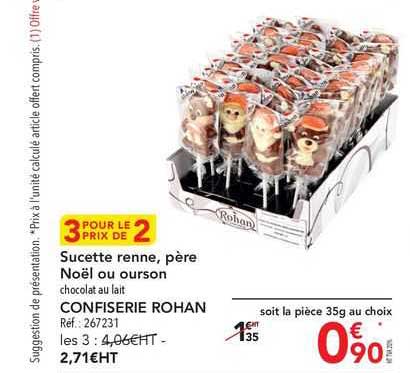 sucette renne, père noël ou ourson confiserie rohan