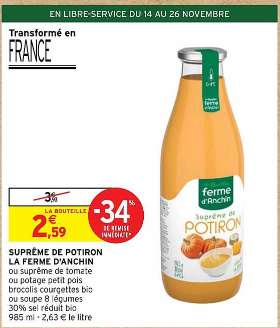 suprême de potiron la ferme d'anchin