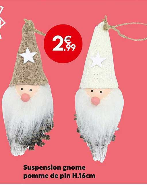 suspension gnome pomme de pin h.16cm