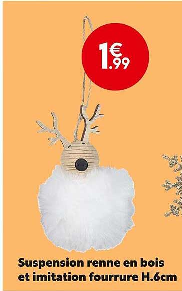 Suspension Renne En Bois Et Imitation Fourrure H