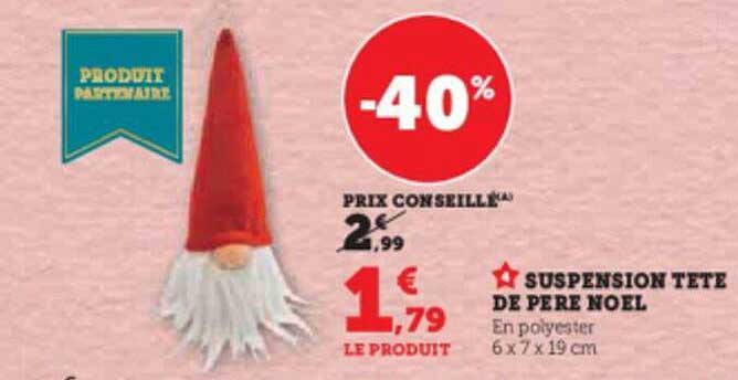 suspension tête de père noël