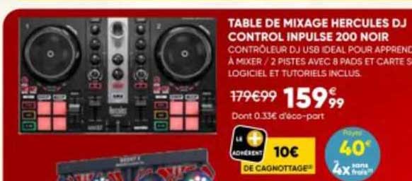 table de mixage hercules DJ control inpulse 200 noir