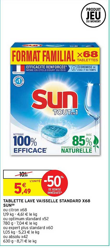 tablette lave vaisselle standard x68 sun