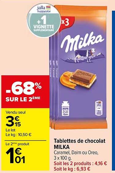 tablettes de chocolat milka