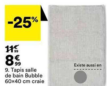tapis salle de bain bubble 60 x 40 cm craie