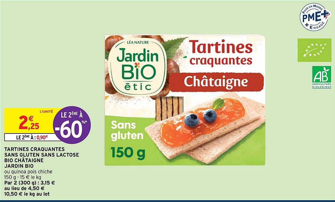 tartines craquantes sans gluten sans lactose bio châtaigne jardin bio