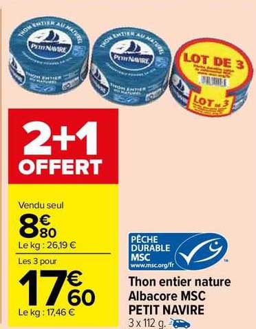 Thon Entier Nature Albacore Msc Petit Navire
