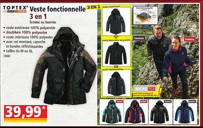 toptex veste fonctionnelle 3 en 1