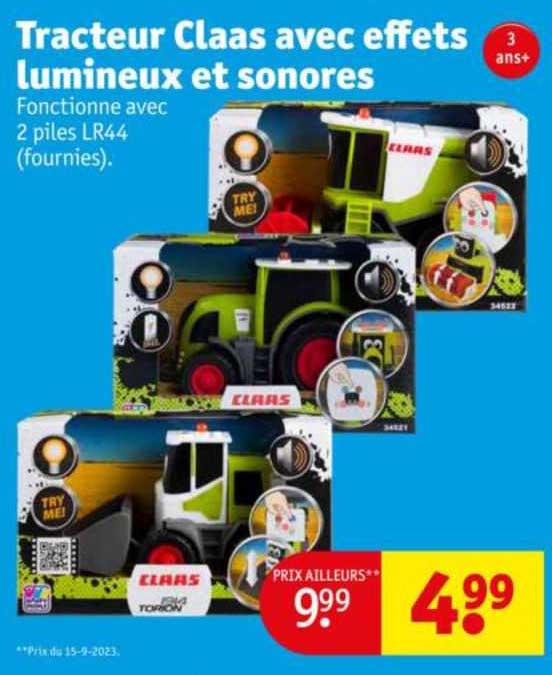tracteur claas avec effets lumineux et sonores