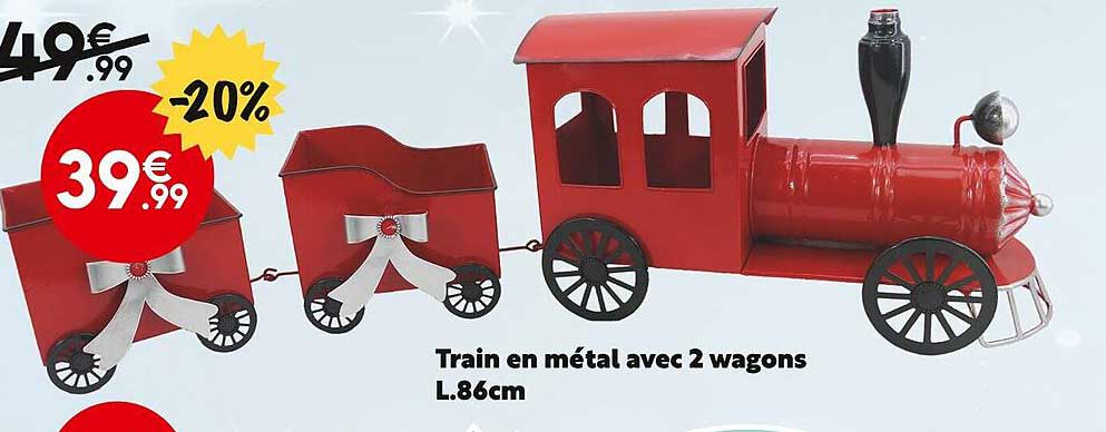 train en métal avec 2 wagons