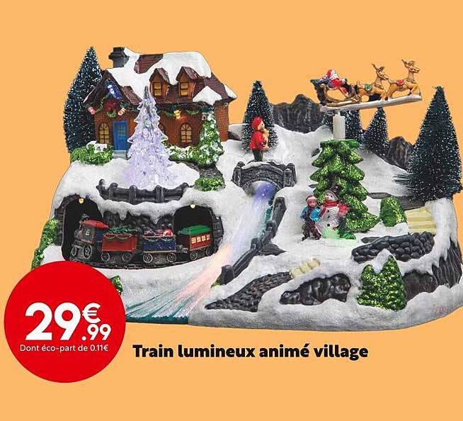 train lumineux animé village