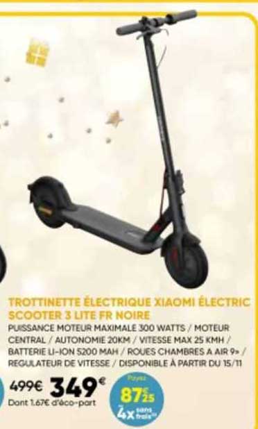 trottinette électrique xiaomi electric scooter 3 lite fr noire
