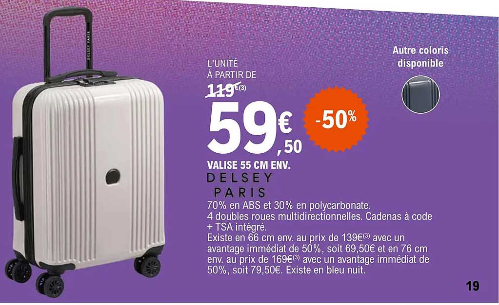 valise 55 cm env. delsey paris