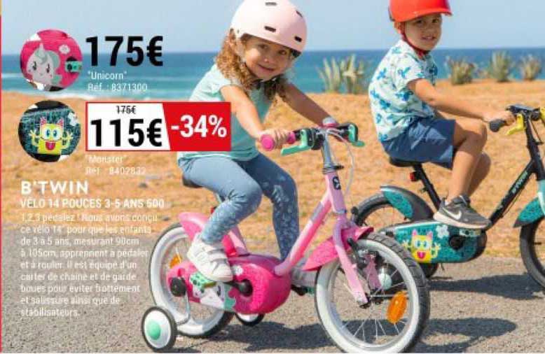 vélo 14 pouces 3-5 ans 500 b'twin
