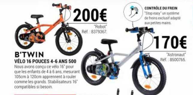 vélo 16 pouces 4-6 ans 500 b'twin