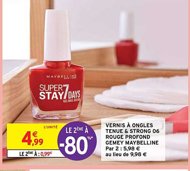vernis à ongles tenue & strong 06 rouge profond gemey maybelline
