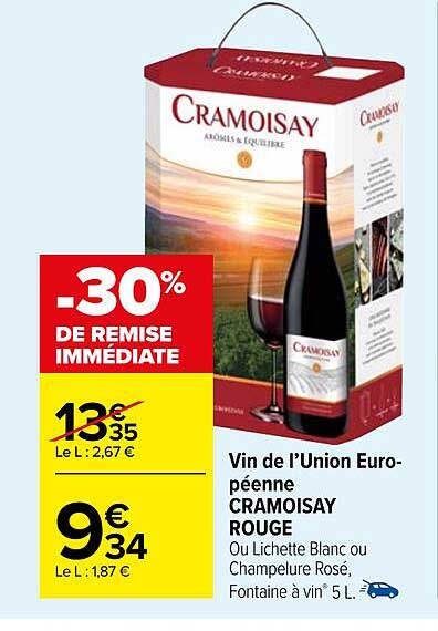 vin de l'union européenne cramoisay rouge