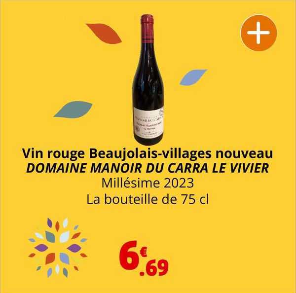 vin rouge beaujolais-villages nouveau domaine manoir du carra le vivier