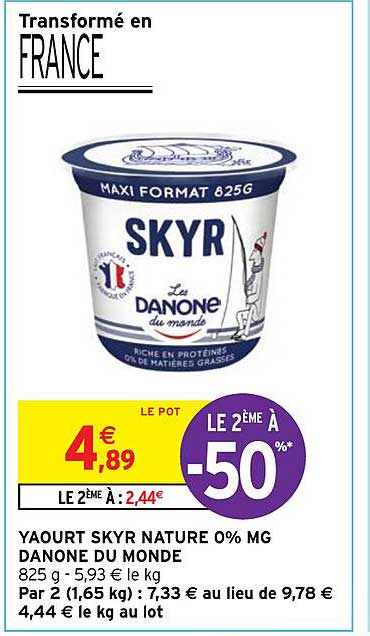 Yaourt Skyr Nature 0% Mg Danone Du Monde