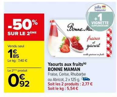 yaourts aux fruits bonne maman
