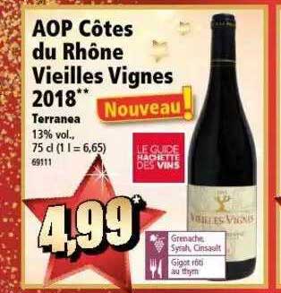 aop côtes du rhône vieilles vignes 2018 terranea
