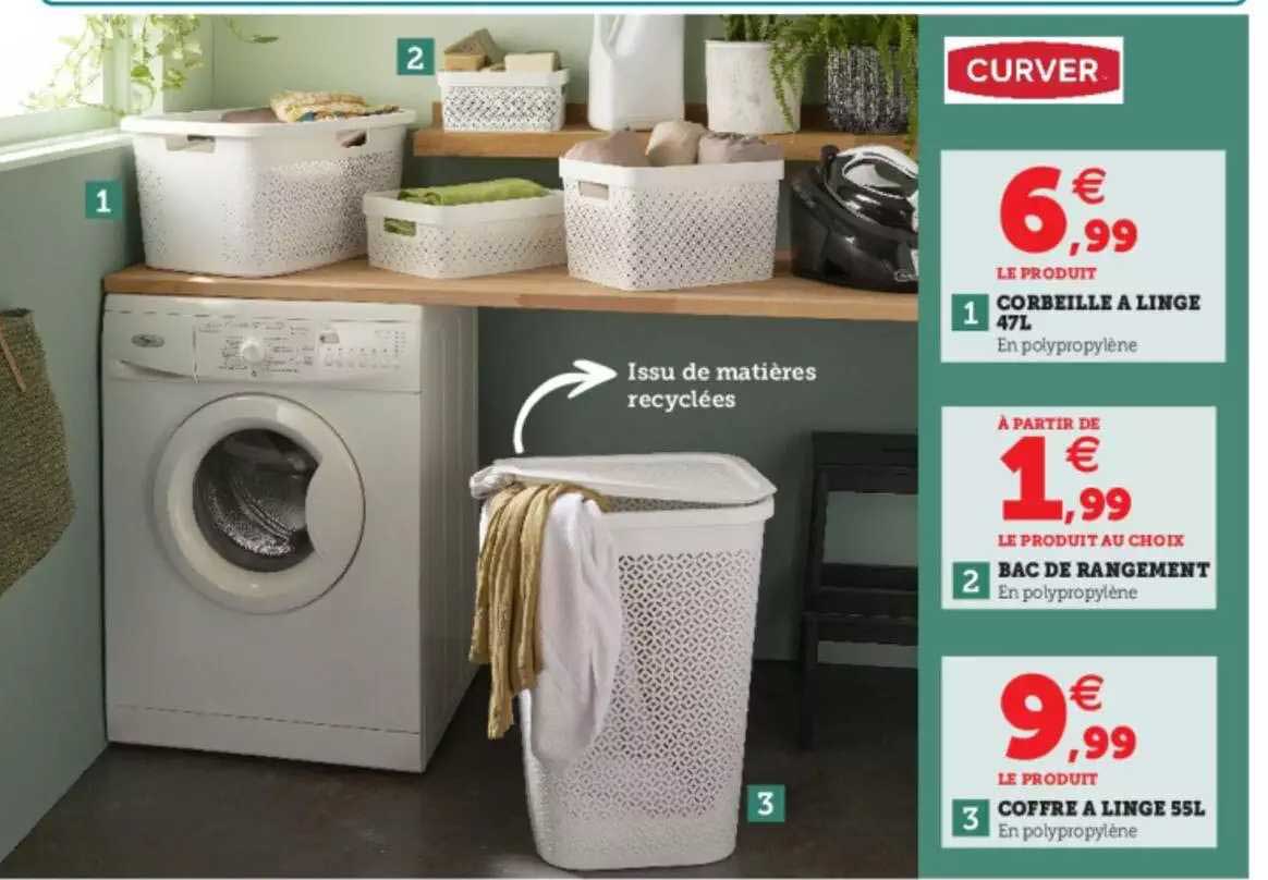 corbeille à linge 47l, bac de rangement, coffre à linge 55l