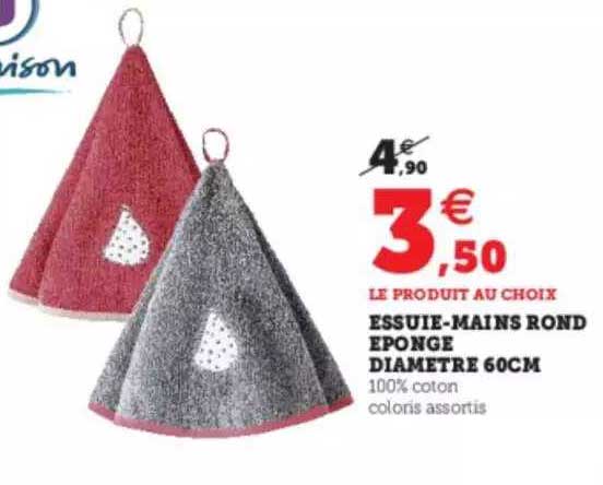 essuie-mains rond éponge diamètre 60 cm