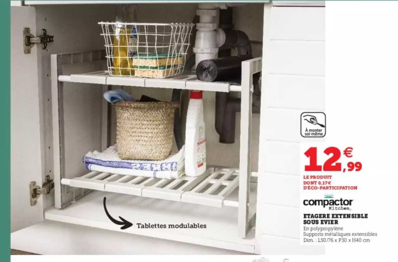 étagère extensible sous évier compactor