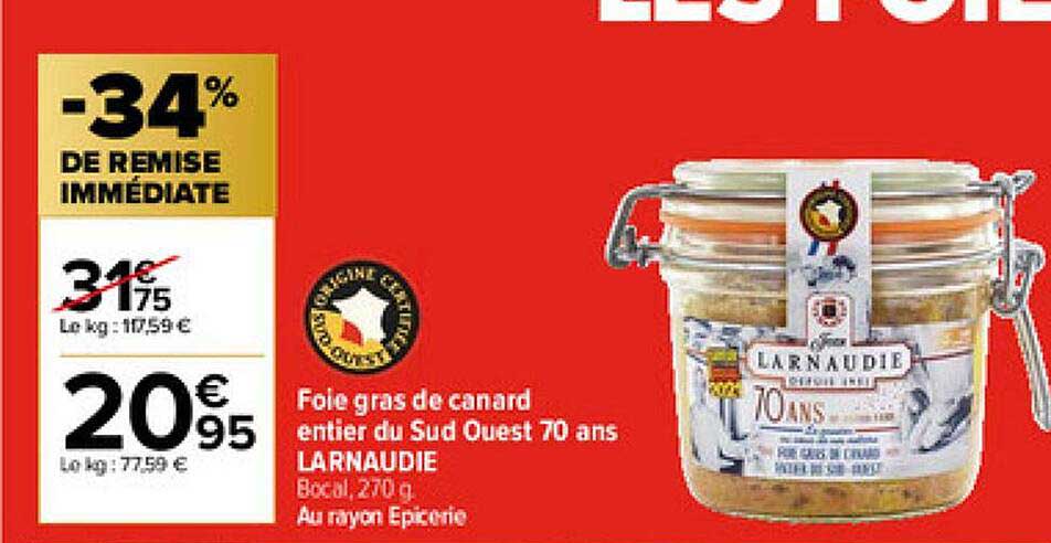foie gras de canard entier du sud ouest 70 ans larnaudie