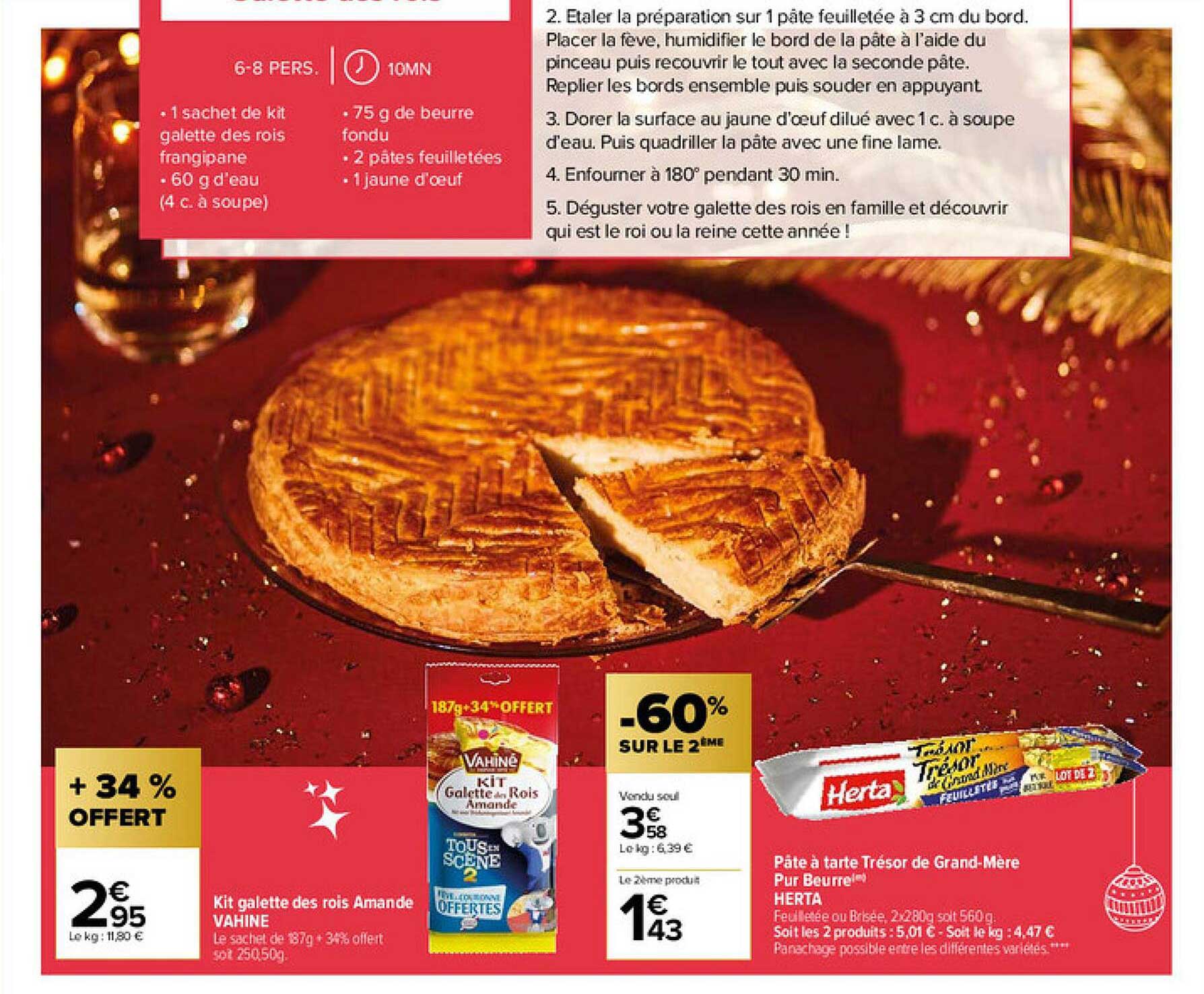 kit galette des rois amande vahiné, pâte à tarte trésor de grand-mère pur beurre herta