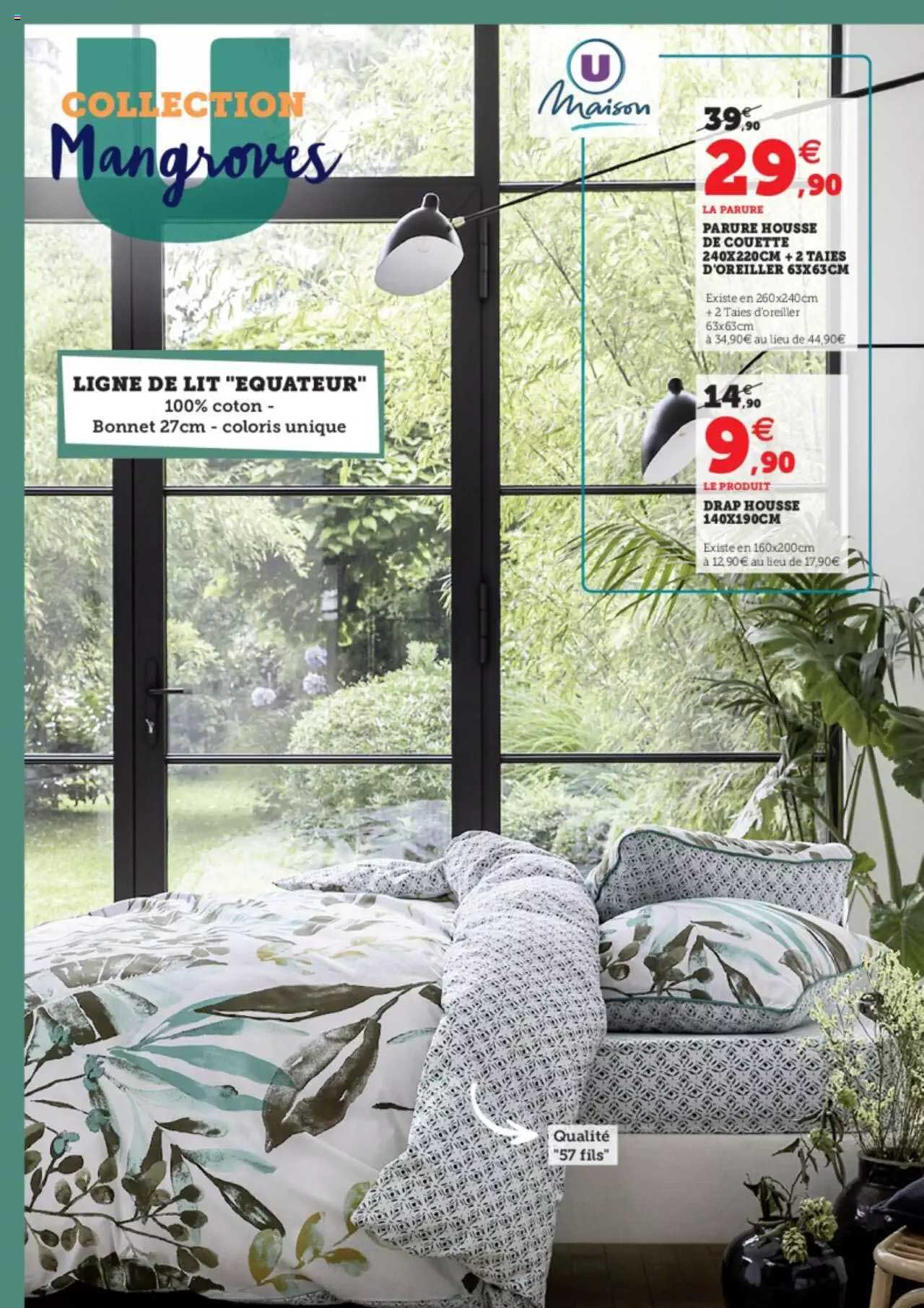 Ligne De Lit "équateur" : Parure Housse De Couette 240 X 220 Cm + 2 Taies D'oreiller 63 X 63 Cm, Drap Housse 140 X 190 Cm