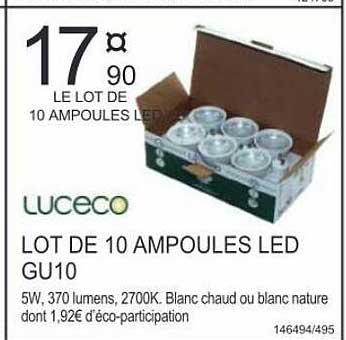 lot de 10 ampoules led gu10 luceco