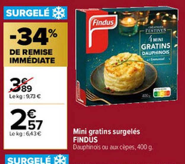 mini gratins surgelés findus