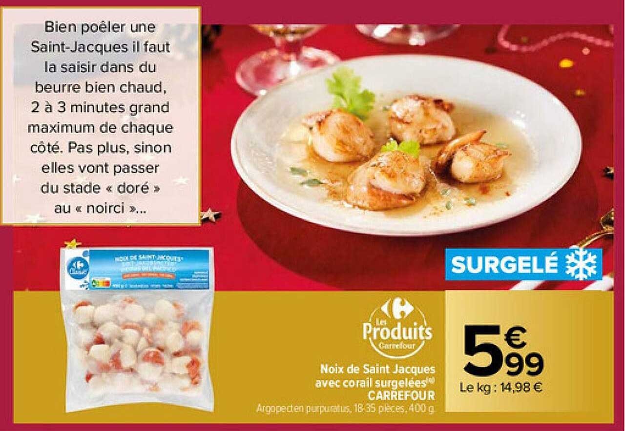 noix de saint jacques avec corail surgelées carrefour