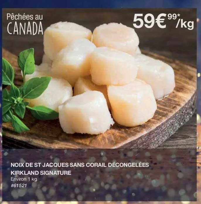 noix de st jacques sans corail décongelées kirkland signature