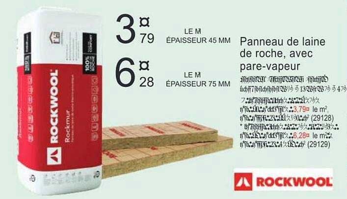 panneau de laine de roche, avec pare-vapeur rockwool