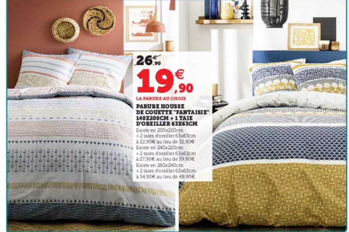 parure housse de couette "fantaisie" 140 x 200 cm + 1 taie d'oreiller 63 x 63 cm
