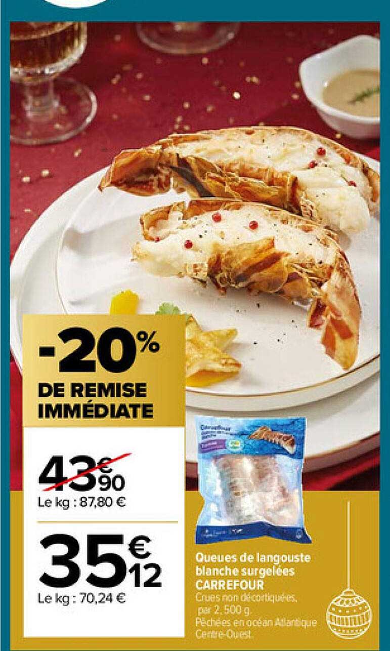 queues de langouste blanche surgelées carrefour