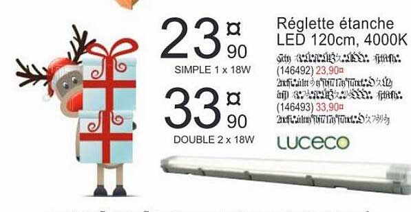 réglette étanche led 120cm, 4000k luceco