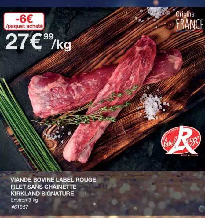 viande bovine label rouge filet sans chainette kirkland signature