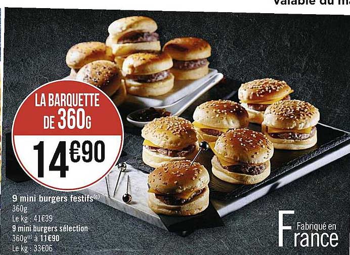 9 mini burgers festifs ou sélection